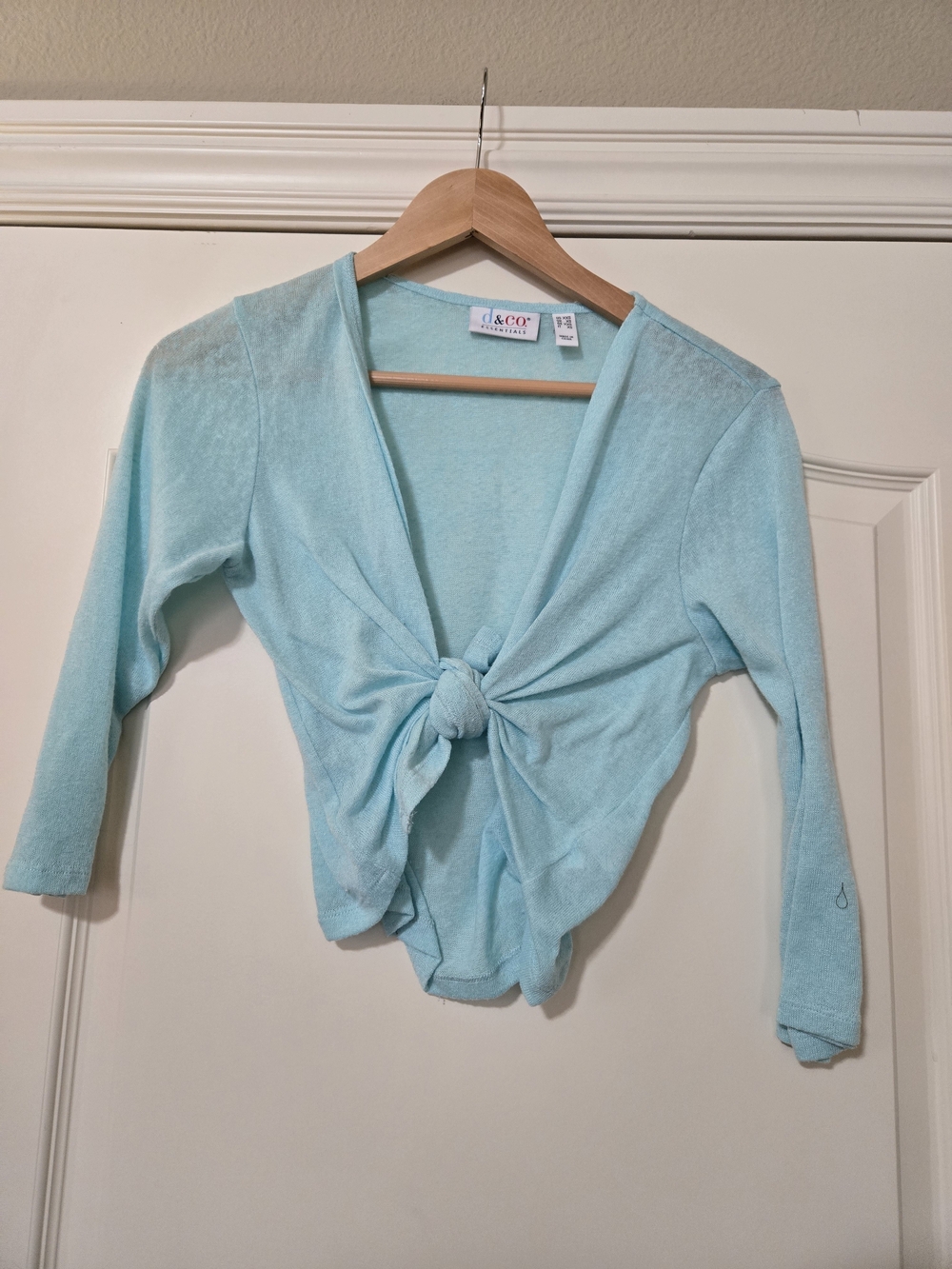 Denim And Company Light Aqua Tie-Front Women's Cardigan